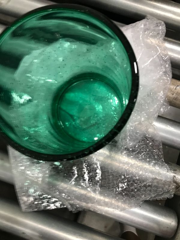 Photo 1 of ARIAMOTION Hurricane Candle Holders Seeded Glass Cylinder Vase for Pillar Modern Farmhouse Centerpiece for Flower Over Kitchen Table Green 8 Inch
