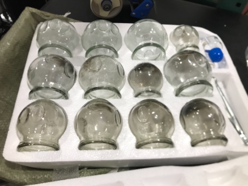 Photo 2 of 12 pcs Thick Glass Cupping Set for Professionals (2 Cups 5 2.87x4x3.5) (4 Cups 4 2.5x3.5x3) (4 Cups 3 2.25x3.12x2.8) (2 Cups 2 2.37x3x2)