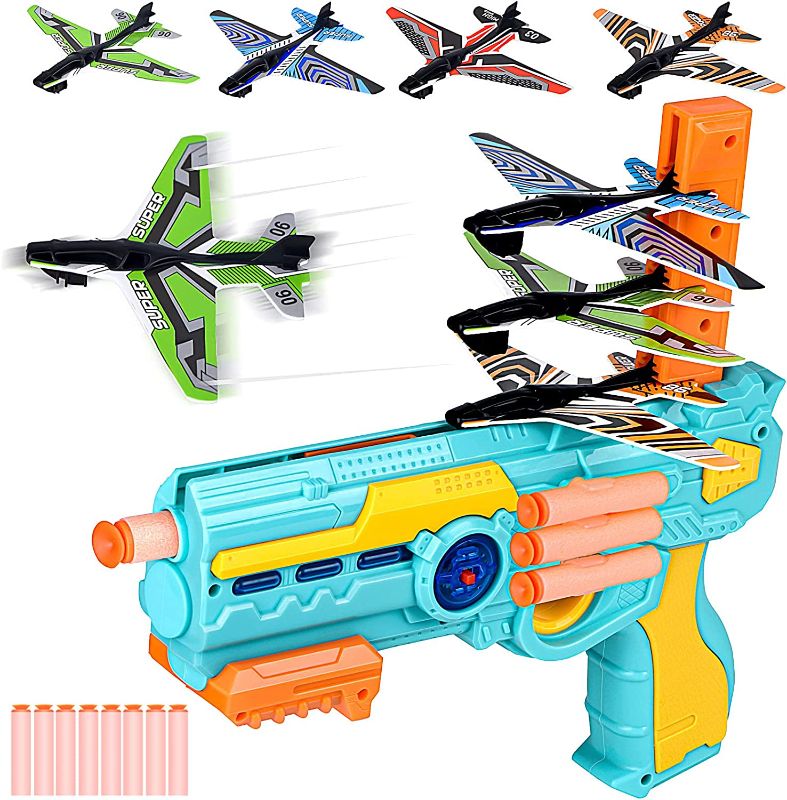 Photo 1 of Boy Toys, Kids Toys for 3 4 5 6 7 8 Years Old, Airplane Launcher Toys for Boys, Outdoor Flying Toys Birthday Gifts for Boys Girls, Bubble Catapult Plane One-Click Ejection Foam Planes Blaster.