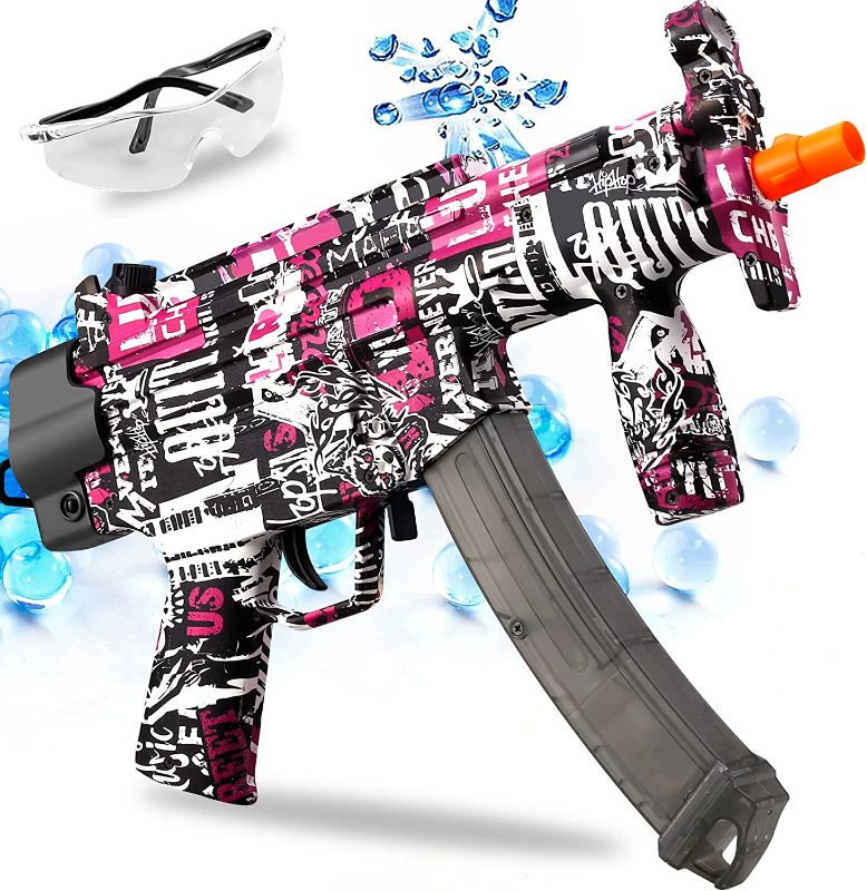 Photo 1 of Electric mp5k Splatter Ball Full and semi Foam Blasters & Guns Automatic Splat r Water Bead Gell Ball Full auto Gun Soft Foam Bullet Blaster Backyard Shooting Game for Kid Adult boy (Purple01)