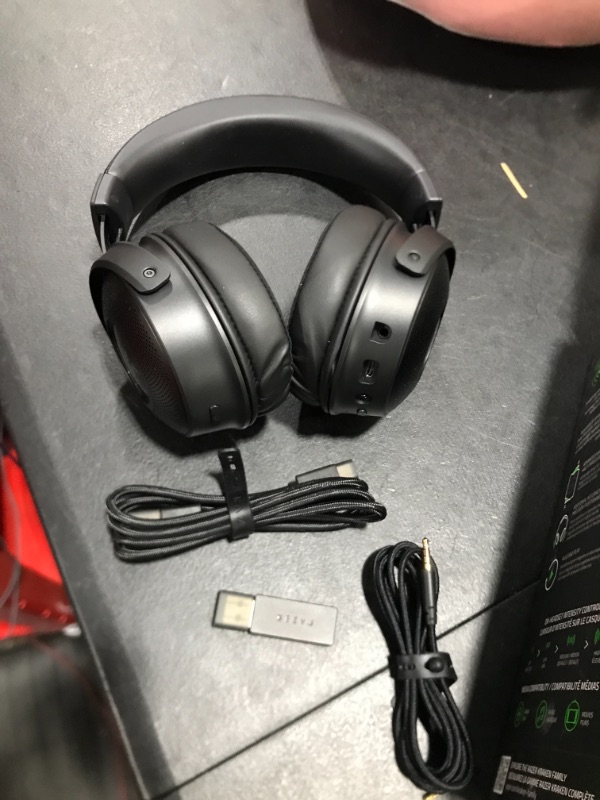 Photo 2 of Razer Kraken V3 Pro HyperSense Wireless Gaming Headset w/Haptic Technology: Triforce Titanium 50mm Drivers - THX Spatial Audio - Hyperspeed Wireless - Hybrid Fabric & Leatherette Memory Foam Cushions