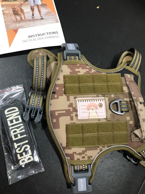 Photo 3 of Auroth Tactical Dog Harness for Small Medium Large Dogs No Pull Adjustable Pet Harness Reflective K9 Working Training Easy Control Pet Vest Military Service Dog Harnesses