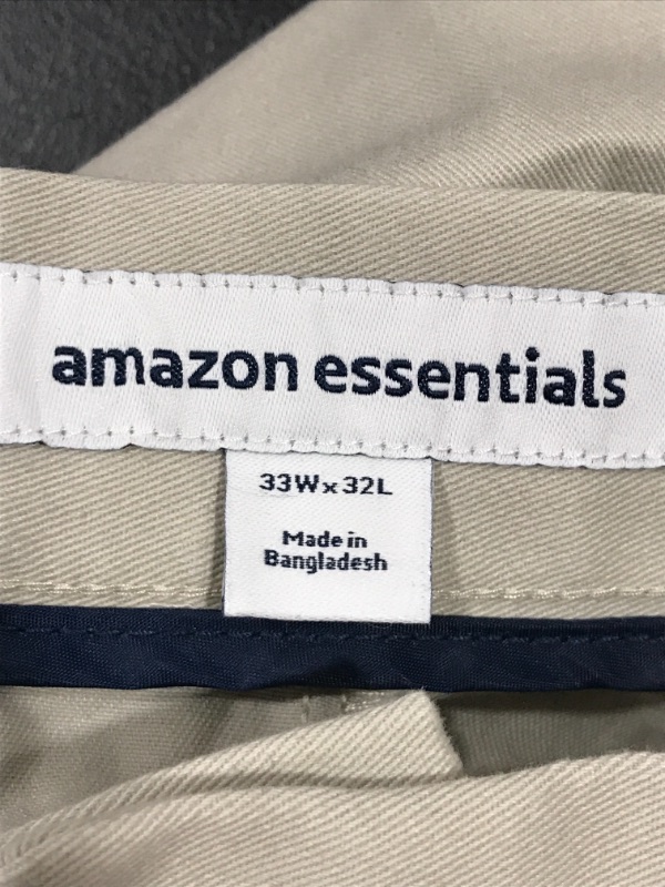 Photo 2 of Amazon Essentials Men's Slim-fit Wrinkle-Resistant Flat-Front Chino Pant 33X32