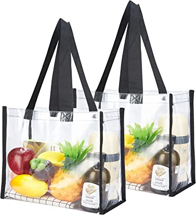 Photo 1 of 2-Pack Clear Tote Bag Stadium Approved 12x12x6, Transparent See Through Clear Tote Bag for Work, Sports Games, Concerts
