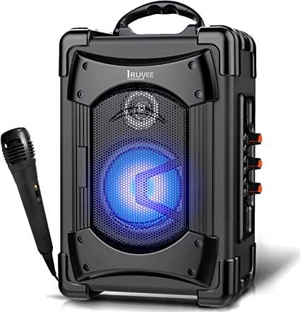 Photo 1 of IRUYEE Portable Karaoke Machine Bluetooth Speaker with Microphone,Audio Recording for Indoors & Outdoor,PA System Bluetooth Subwoofer Heavy Bass with FM Radio,Supports TF Card/USB Playback,Colourful
