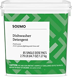 Photo 1 of Amazon Brand - Solimo Dishwasher Detergent Pacs, Fresh Scent, 85 Count