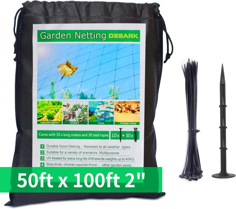 Photo 1 of Bird Netting [Heavy Duty] 50' x 100' with 2" Square - Nylon Bird Net Protect Fruit Tree, Plant and Vegetables Against Birds, Deer and Other Pests, Netting as Fruit Net, Aviary Netting for Farm,Orchard