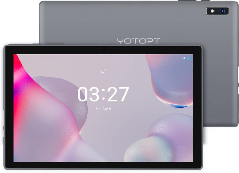 Photo 1 of  Android 11, YOTOPT de 10.1 Inch tablet Android 11 Tablet, YOTOPT 10.1 inch Tablets Octa-Core Processor 1.8GHz, 4GB RAM, 64GB ROM, HD IPS Screen, Google Certification, Dual Cameras, WiFi Bluetooth Tablet PC, Grey 