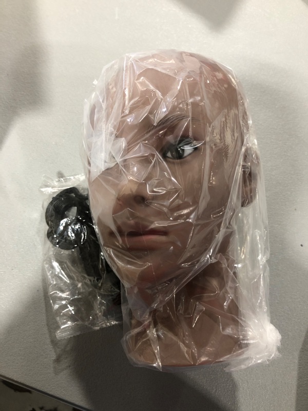 Photo 2 of Afro American Mannequin Head for Wigs Black Styrofoam Mannequin Head with Female Face Bald Mannequin Head for Making Wigs
