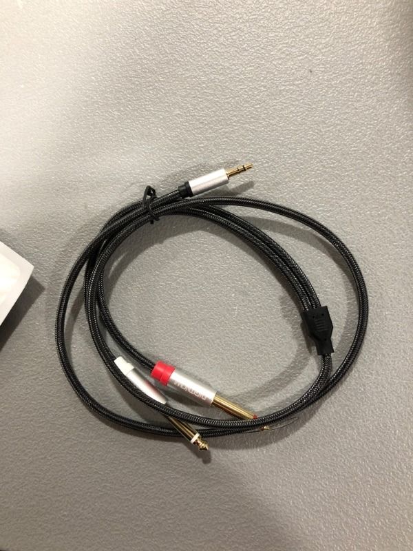 Photo 2 of 3.5mm 1/8" TRS to Dual 6.35mm 1/4" TS Mono Stereo Y-Cable Splitter Cord for Smartphone