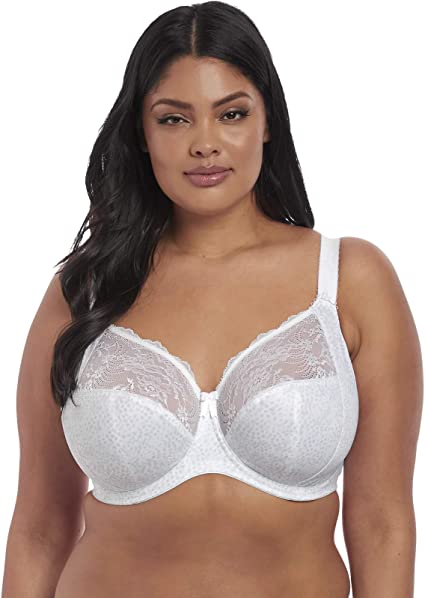 Photo 1 of [Size 38DD] Elomi Women's Morgan Banded Underwire Stretch Lace Bra [White/grey]