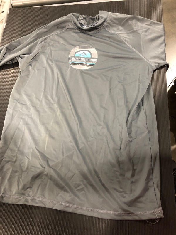 Photo 2 of [Size L] Kanu Surf Men's Mercury UPF 50+ Short Sleeve Sun Protective Rashguard Swim Shirt [Grey]