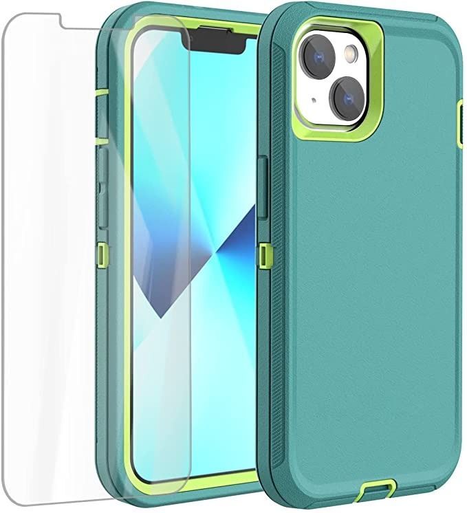 Photo 1 of AICase for iPhone 13 Case/iPhone 14 Case with Glass Screen Protector,Heavy Duty Protective Phone Case, Military Grade Full Body Protection Shockproof/Dustproof/Drop Proof Rugged Tough Durable Cover
