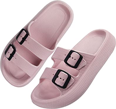 Photo 1 of BenSorts Women Men Pillow Sandals Thick Sole Adjustable Buckles EVA Cloud Slides Slippers SZIE 6-7