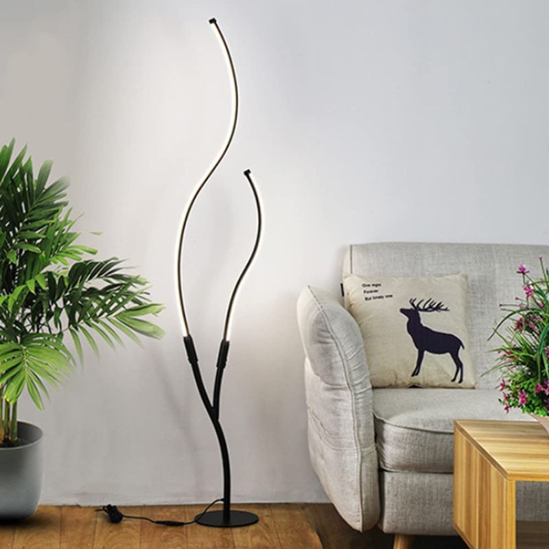 Photo 1 of ADISUN LED Floor Lamp Dimmable with Remote Control Modern Standing Lamp Indoor Minimalist Spiral Lamp for Living Room, Bedroom, Office Lighting (Black)