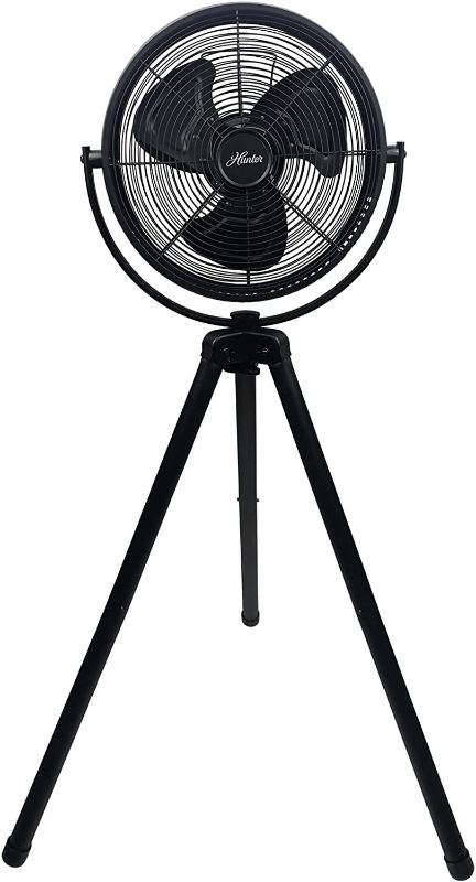 Photo 1 of Hunter 90646 Metal Tripod Fan, Adjustable Tilt, 3 Speeds, 12", Matte Black Finish
