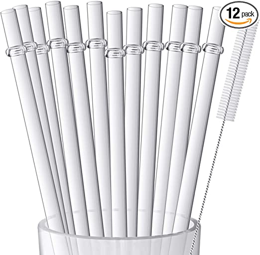 Photo 1 of 12 Pieces 11 Inches Clear Reusable Plastic Straws for Tall Cups, Tumblers and Mason Jars, BPA-Free Drinking Straw with 1 Cleaning Brush, NOT DISHWASHER SAFE
