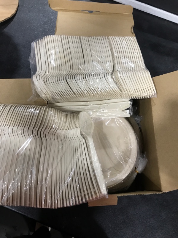 Photo 2 of 250pcs Compostable Paper Plates Set