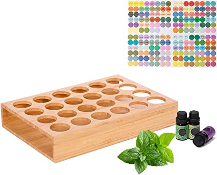 Photo 1 of 24 Slots Wooden Essential Oil Organizer, RoseFlower Nail Polish Shelf, Durable wood Makeup Display Stand, Makeup Storage Rack for Tabletop Essential Oils Perfume Rack for 5/10/15/20ml Bottles
