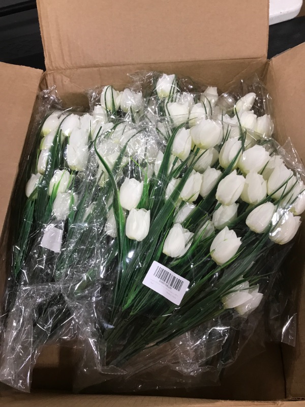 Photo 1 of 

Guagb 8 Bundles Outdoor Artificial Tulips Fake Flowers UV Resistant Faux Plastic Greenery Shrubs Plants for Home Outside Garden Porch Window Farmhouse Decor (White)
