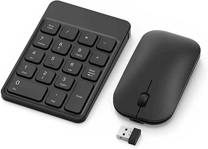 Photo 1 of Rechargeable Wireless Number Pad and Mouse, 2.4GHz Portable Ultra Slim USB Numeric Keypad and Mouse Combo for Windows Laptop
