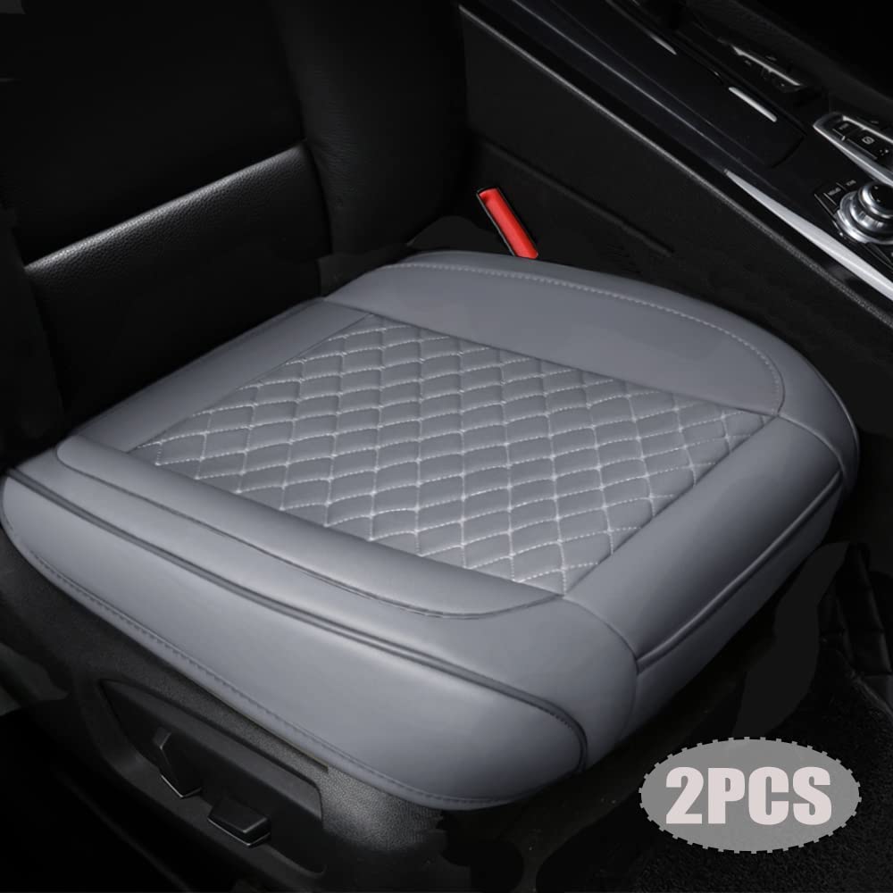 Photo 1 of 2PCS Car Seat Cover PU Leather Automotive Seat Covers Protector for Front Seat Bottom Cushion Universal Compatible with 90% Vehicles (Sedan SUV Truck Mini Van) (Grey)
