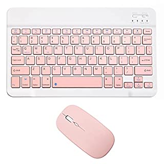 Photo 1 of Rechargeable Bluetooth Keyboard and Mouse Combo Ultra-Slim Portable Compact Wireless Mouse Keyboard Set for Android Windows Tablet Cell Phone iPhone iPad Pro Air Mini, iPad OS/iOS 13 and Above (Pink) (B0922M6YC6)
