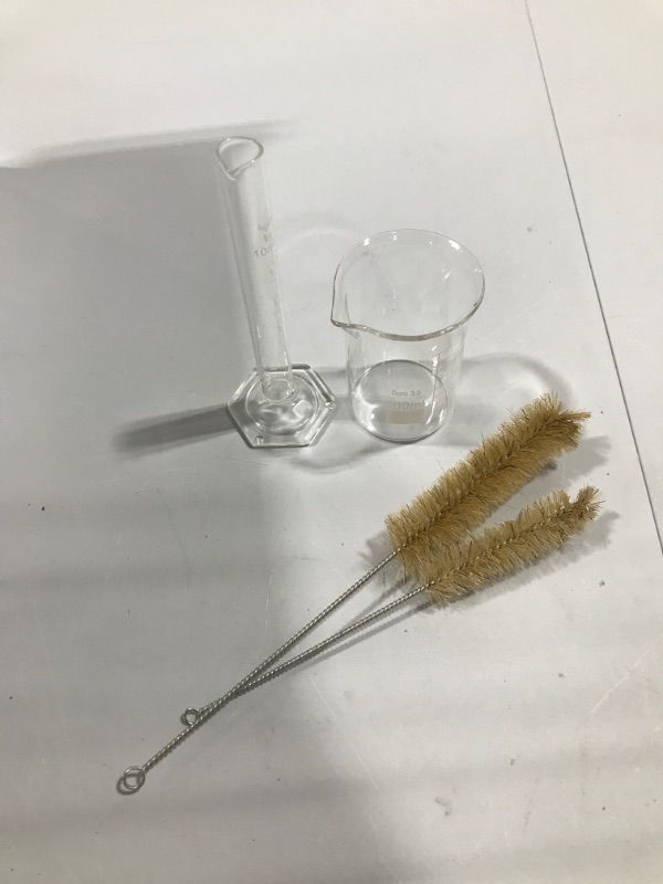 Photo 2 of 18 Pieces Lab Glassware Set Beaker Flask Cylinder Set Includes 3 Glass Beakers 3 Erlenmeyer Flasks 3 Graduated Measuring Cylinders with Droppers Brushes and Glass Stirring Rod for Lab Experiment (B09JBNGHMY)

