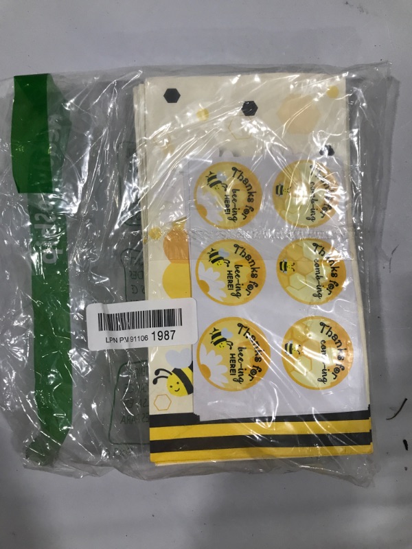 Photo 2 of 24 Pack Honey Bee Party Candy Favor Bags with Thank You Stickers, Bumble Bee Goody Gift Treat Bags for Bee Birthday Baby Shower Wedding Supplies (B07VSDR7YJ)
