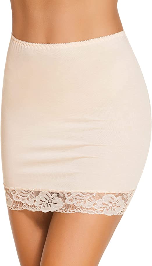 Photo 1 of ADOME Women's Adjustable Waist Half Slip Short Underskirt Lace Hem Lingerie

