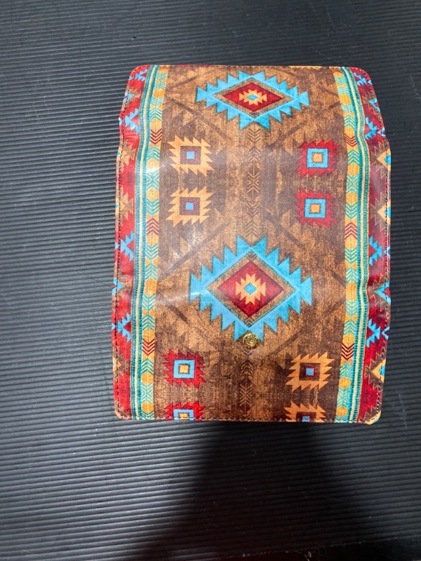 Photo 3 of Binienty Custom Long Wallets for Women, Aztec Style Tribal Geometric Design Trifold Wallet Ladies Purses
