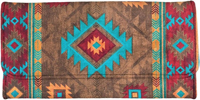 Photo 1 of Binienty Custom Long Wallets for Women, Aztec Style Tribal Geometric Design Trifold Wallet Ladies Purses
