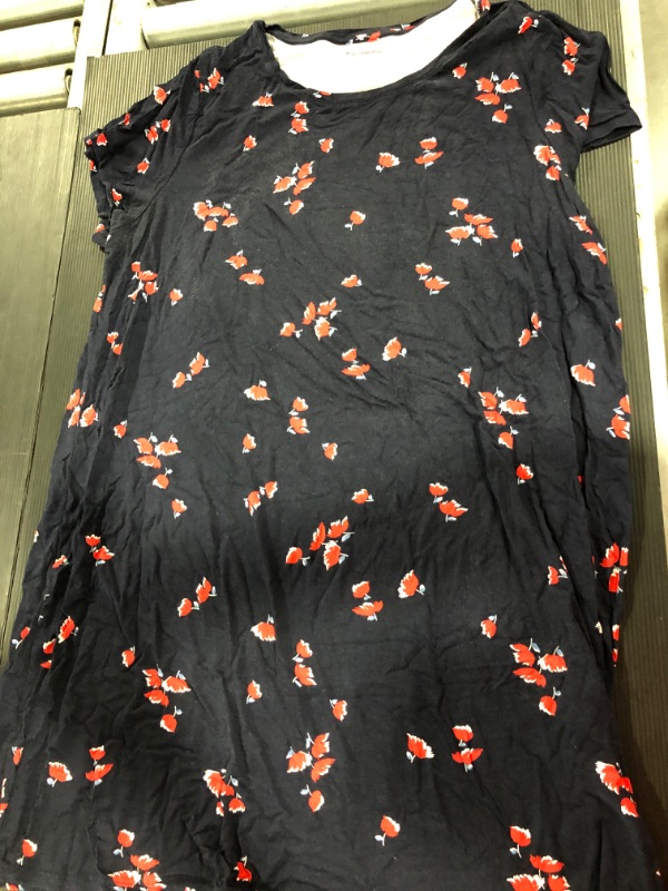 Photo 1 of [Size 2XL] Ladies Night Gown [Blue-Red Flowers]