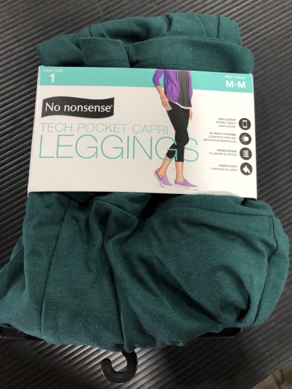 Photo 2 of [Size M] No Nonsense Cotton Lounge Capri Legging with Tech Pocket [Green]