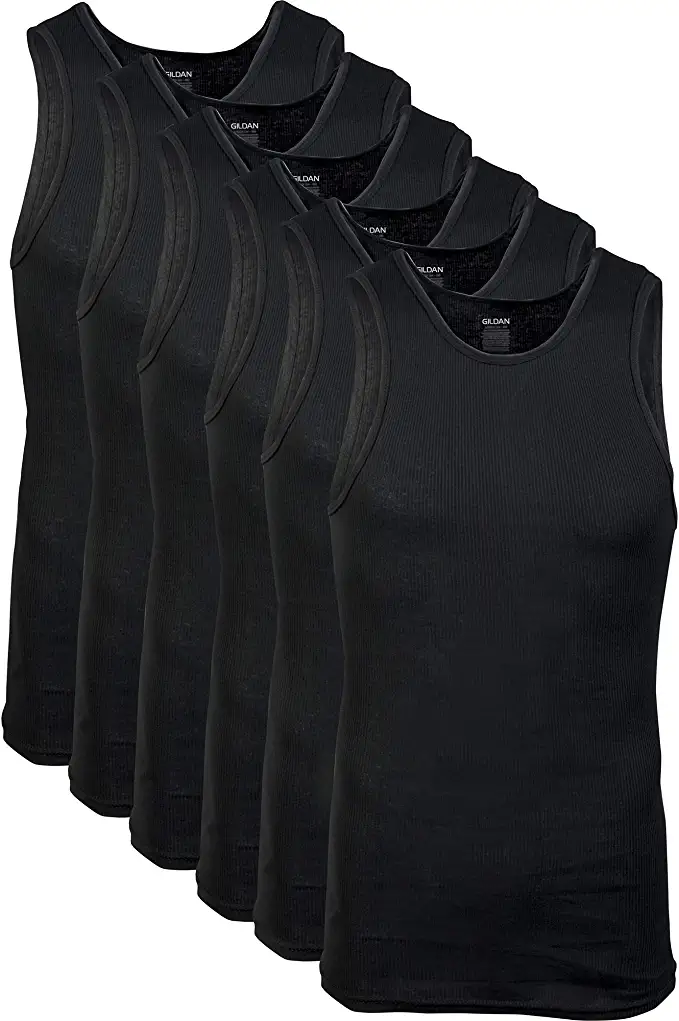 Photo 1 of [Size M] Gildan Men's A-Shirts Tanks Multipack [Black] 