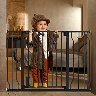 Photo 1 of Ciays Baby Gate 29.5” to 45.3”, 30-in Height Extra Wide Dog Gate for Stairs, Doorways and House, Auto-Close Safety Metal Pet Gate for Dogs with Alarm, Pressure Mounted, Black
