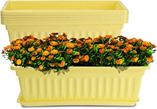 Photo 1 of 6 Pack Window Box Planter, 17 inches Plastic Vegetable Flower Planter Boxes with Tray, Rectangular Indoor and Outdoor Flower Pots for Windowsill, Patio, Porch, Garden Balcony
