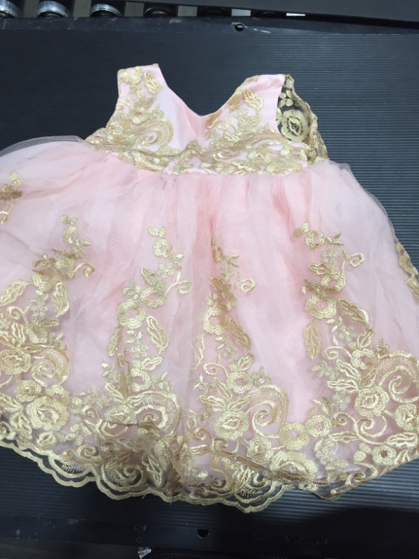 Photo 2 of Big Bowknot Sequins Toddler Baby Girls Embroidered Lace Dresses with Headwear size unknow 