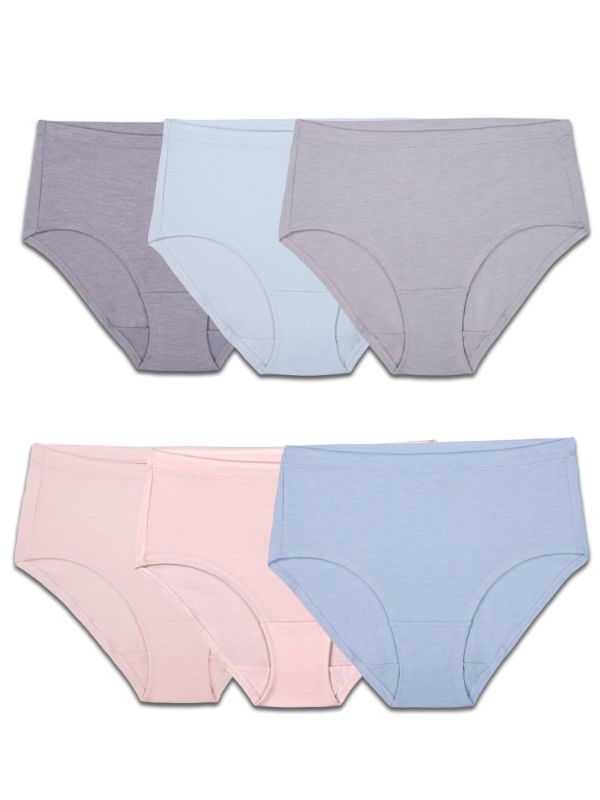 Photo 1 of [Size 7-L] Fruit of the Loom Women S Beyondsoft Low-Rise Brief Underwear 6 Pack