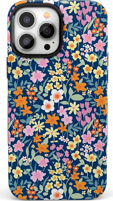 Photo 1 of Casely iPhone 13 Pro Max Phone Case | Compatible with MagSafe | Full Bloom | Navy Floral Case