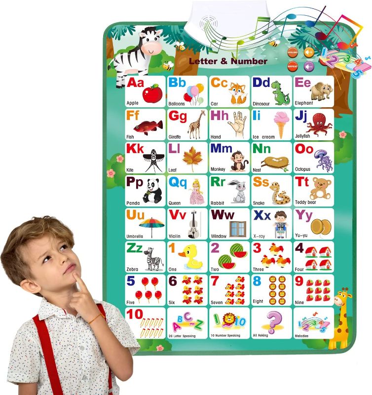 Photo 1 of 6 in 1 Interactive Alphabet Wall Chart for Toddlers 2-4 – Learn ABC Letters, Numbers, Words, Spelling Toys for Toddlers, Kids Learning Toys, Speech Therapy Toys for Toddlers 1-3