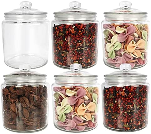 Photo 1 of 34 oz Glass Jars with Airtight Lid For Household,Set of 6 Pack,1 Liter Glass Food Jars & Organization Canisters for Storage Pasta, Coffee, Candy, Snacks.