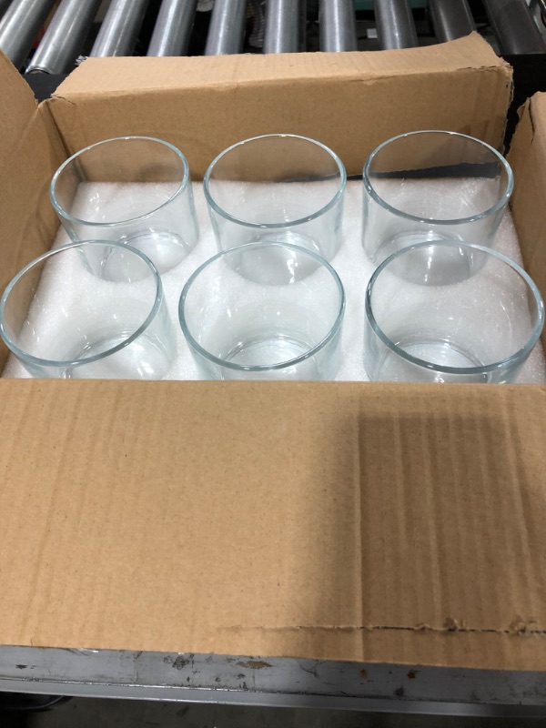 Photo 2 of 6 Pack Clear Glass Cylinder Vases, , Wedding Centerpiece Decorations and Formal Dinners (Width 4", Height 4")