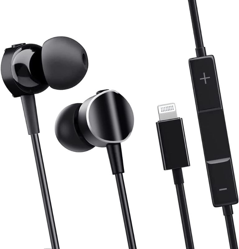 Photo 1 of FAPO Lightning Earbuds, iPhone Earbuds Wired iPhone Headphones with Microphone, MFi Certified Noise Isolation Headphones for iPhone 13/12 /11/11 Pro /8P/7P- All iOS System (Black)