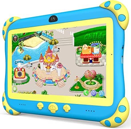 Photo 1 of Kids Tablet 7 inch Tablet for Kids WiFi Kids Tablets 32G Android 10.0 Dual Camera Educational Games Parental Control, Toddler Tablet with Kids Software Pre-Installed Kid-Proof YouTube Netflix (Blue)
