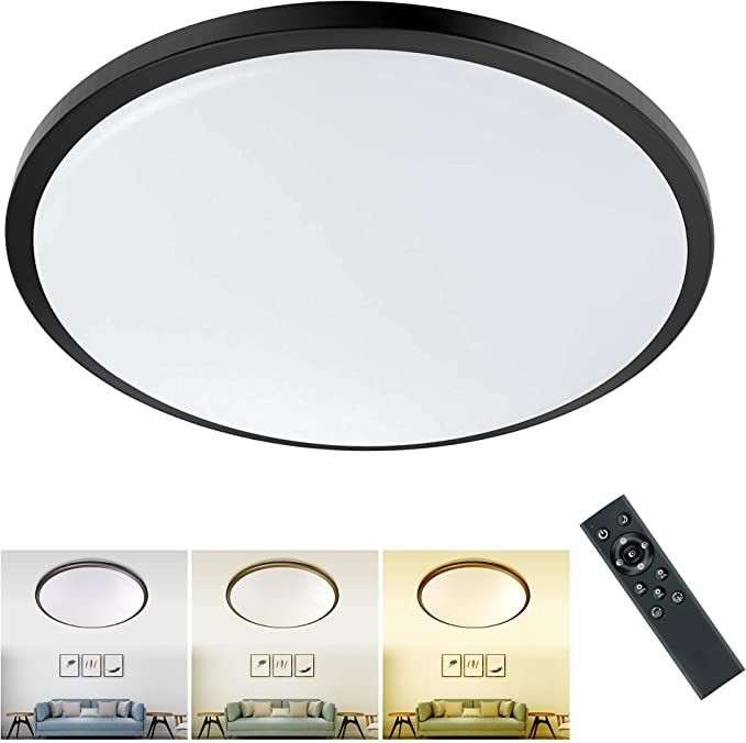 Photo 1 of 18W LED Dimmable Flush Mount Ceiling Light with Remote, 11 Inch Round Ceiling Lights, 3000k-6500k Light Color Changeable, Timing LED Indoor Close to Ceiling Light for Bedroom, Dining Room, Kitchen

