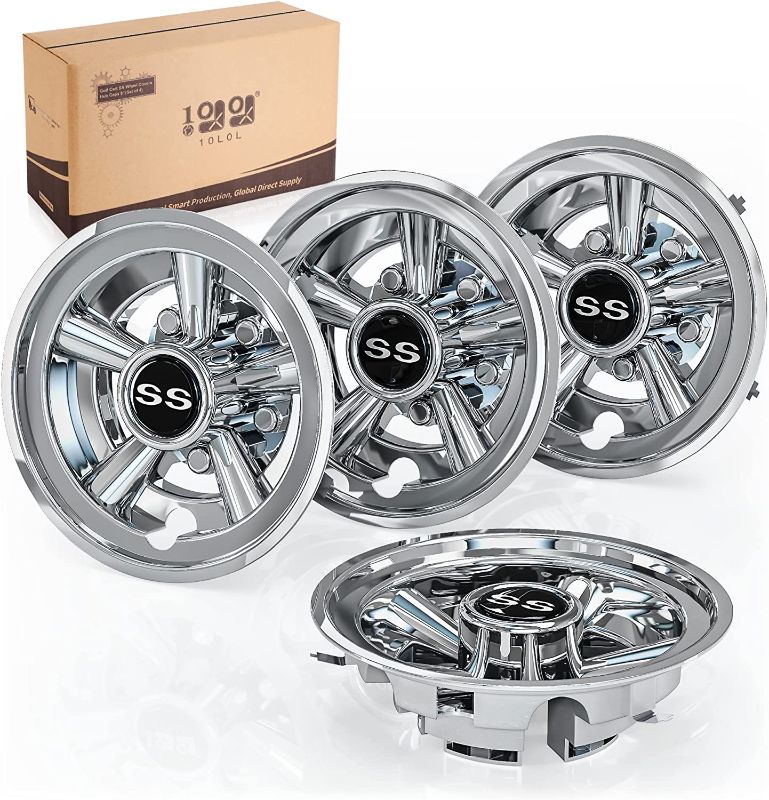 Photo 1 of 10L0L Golf Cart SS Wheel Covers Hub Caps for EZGO, Club Car, Yamaha - 8 Inch Snap-on Installation, Chrome, Set of 4
