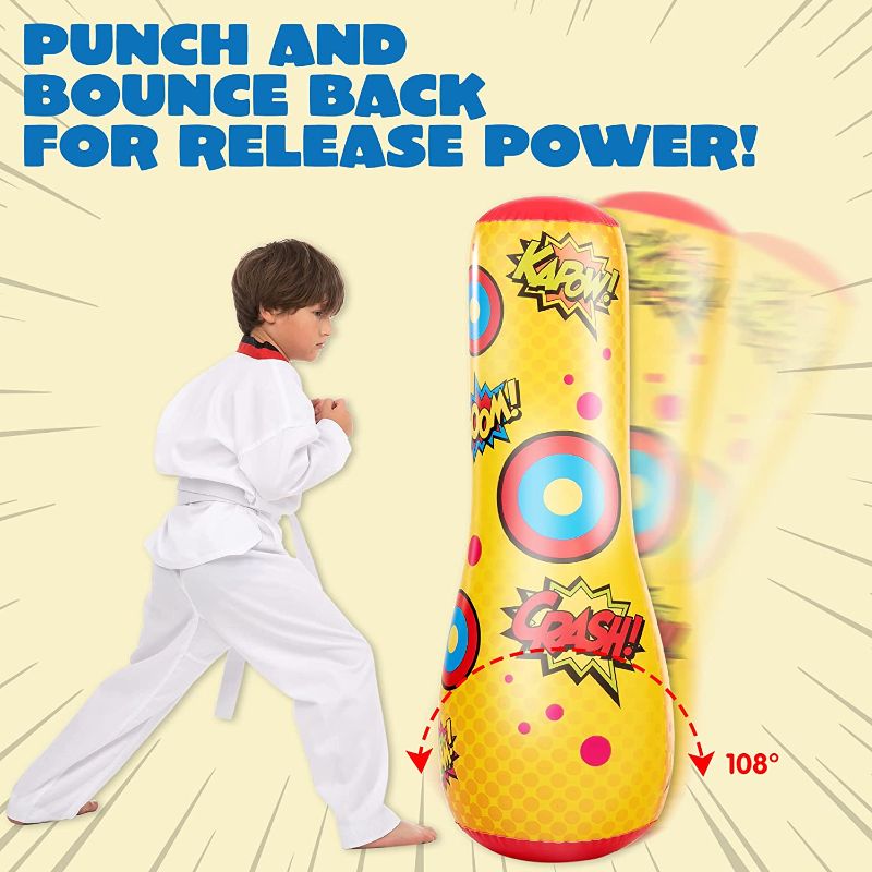 Photo 1 of Inflatable Bopper, 47 Inches Kids Punching Bag with Bounce-Back Action, Inflatable Punching Bag for Kids Gift
