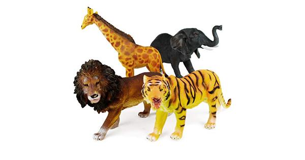 Photo 1 of Boley 4 Piece Jumbo 11 Safari Animals Set - Large Zoo Animals and Jungle Animals Set - African Animals Set - Includes Elephant Toy Giraffe Toy Lion
