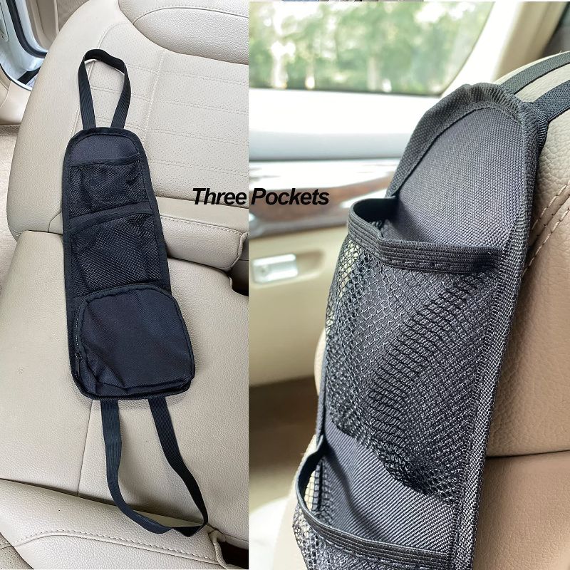 Photo 1 of Car Seat Side Organizer, Luckybay Auto Seat Storage Hanging Bag, Phones, Drink, Stuff Holder with Mesh, Pocket for Cars, SUV, Truck
